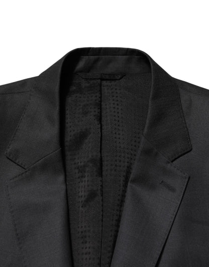 Dark Gray Wool Single Breasted 2 Piece Suit