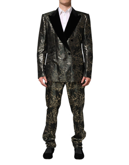 Metallic Floral Jacquard Silk 2 Piece Suit