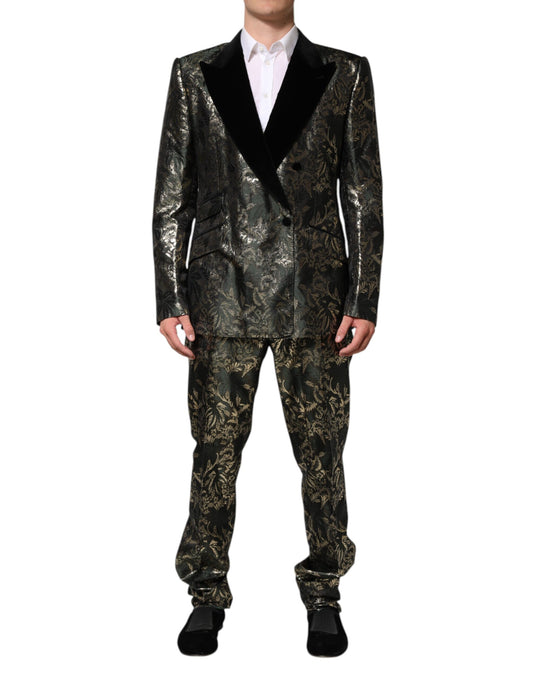 Metallic Floral Jacquard Silk 2 Piece Suit