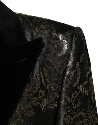 Metallic Floral Jacquard Silk 2 Piece Suit