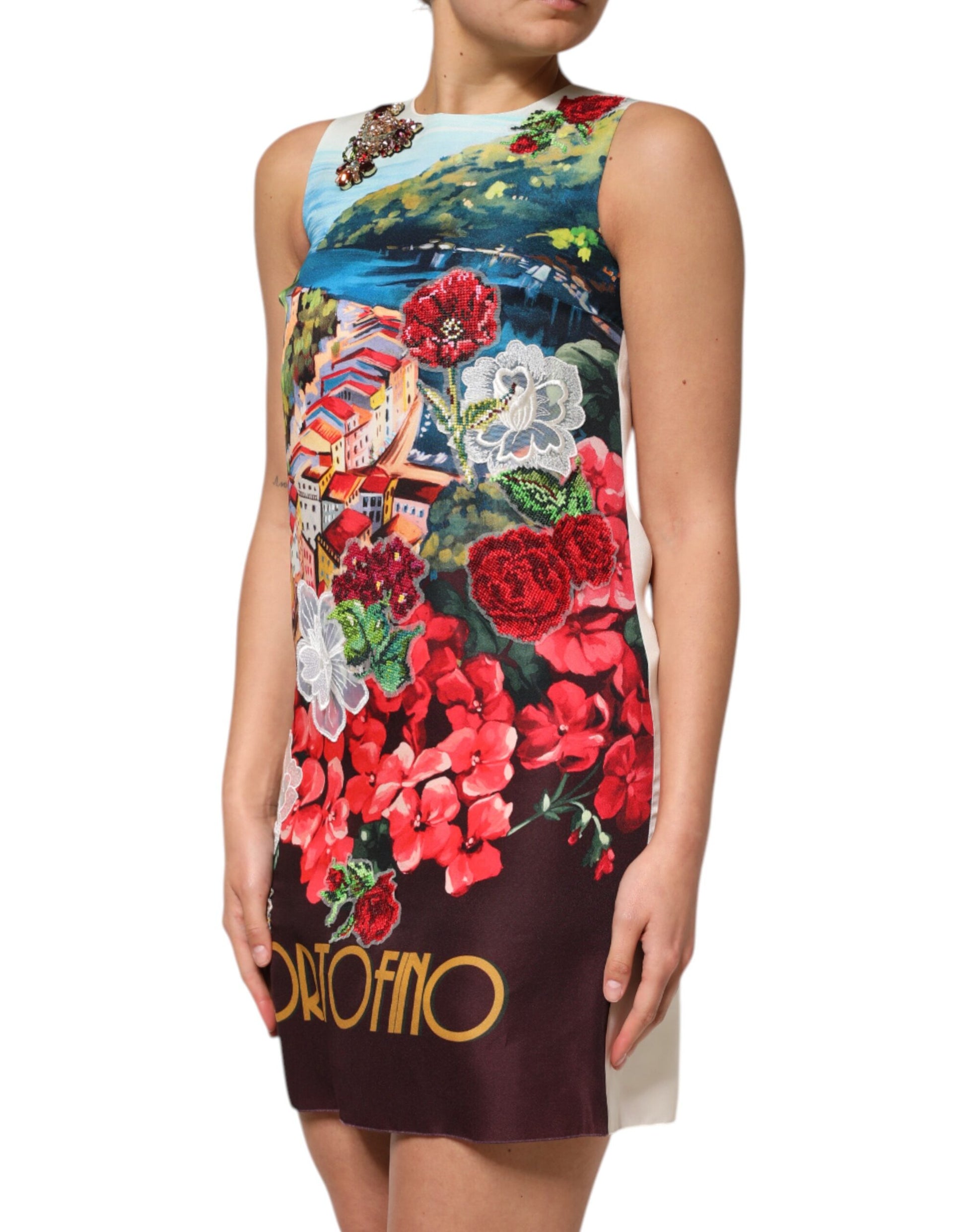 Multicolor Crystal Embellished A-line Mini Dress