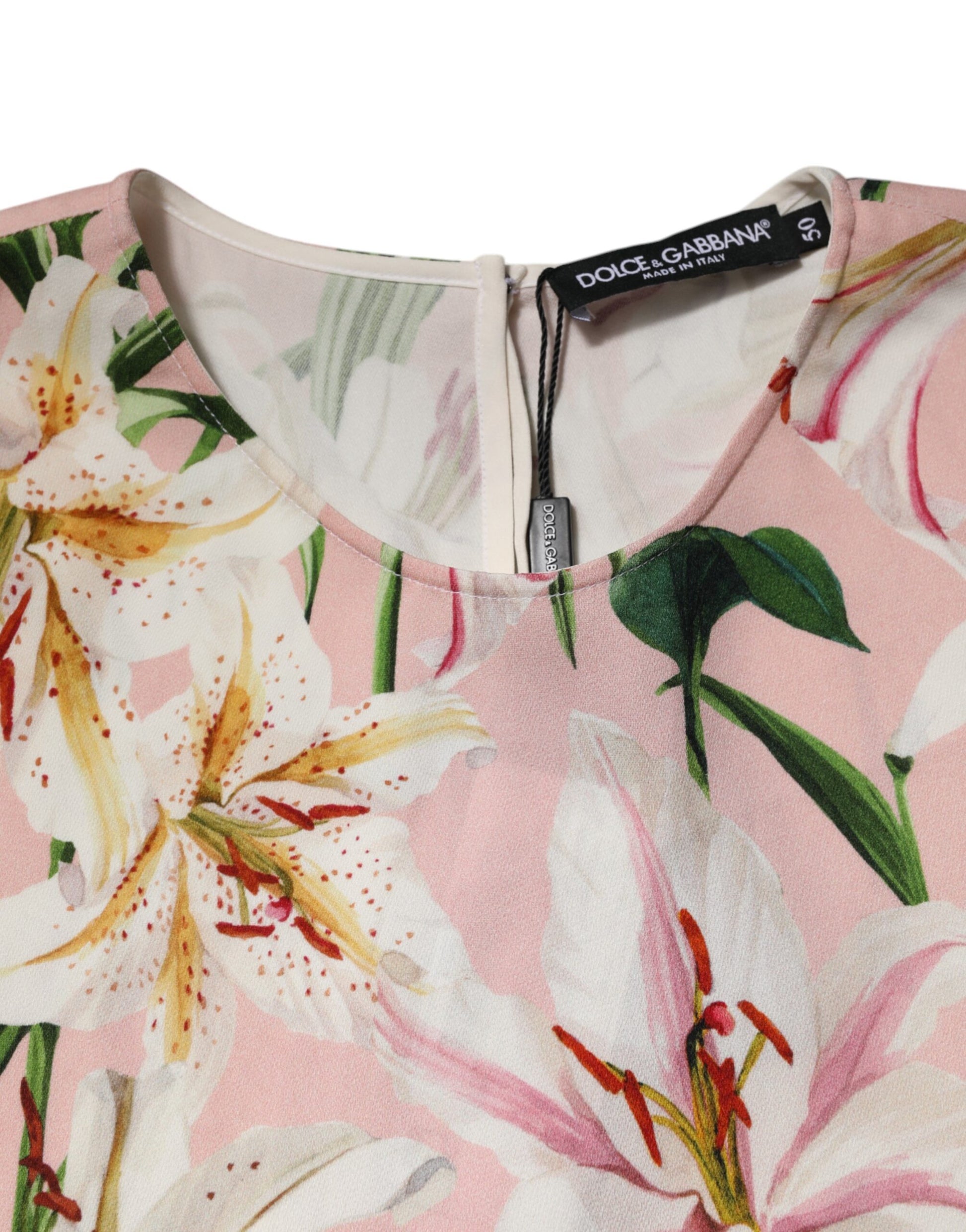 Pink Lily Printed Round Neck Blouse Top