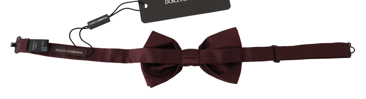 Elegant Maroon Silk Polka Dot Bow Tie