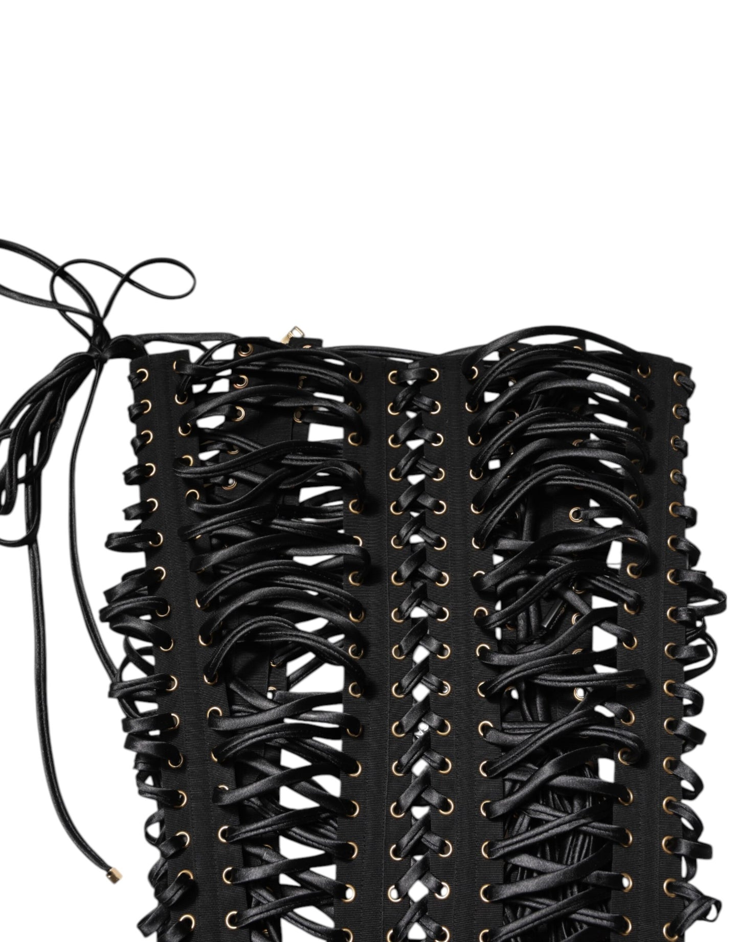 Black Eyelet Embellished Corset Style Top