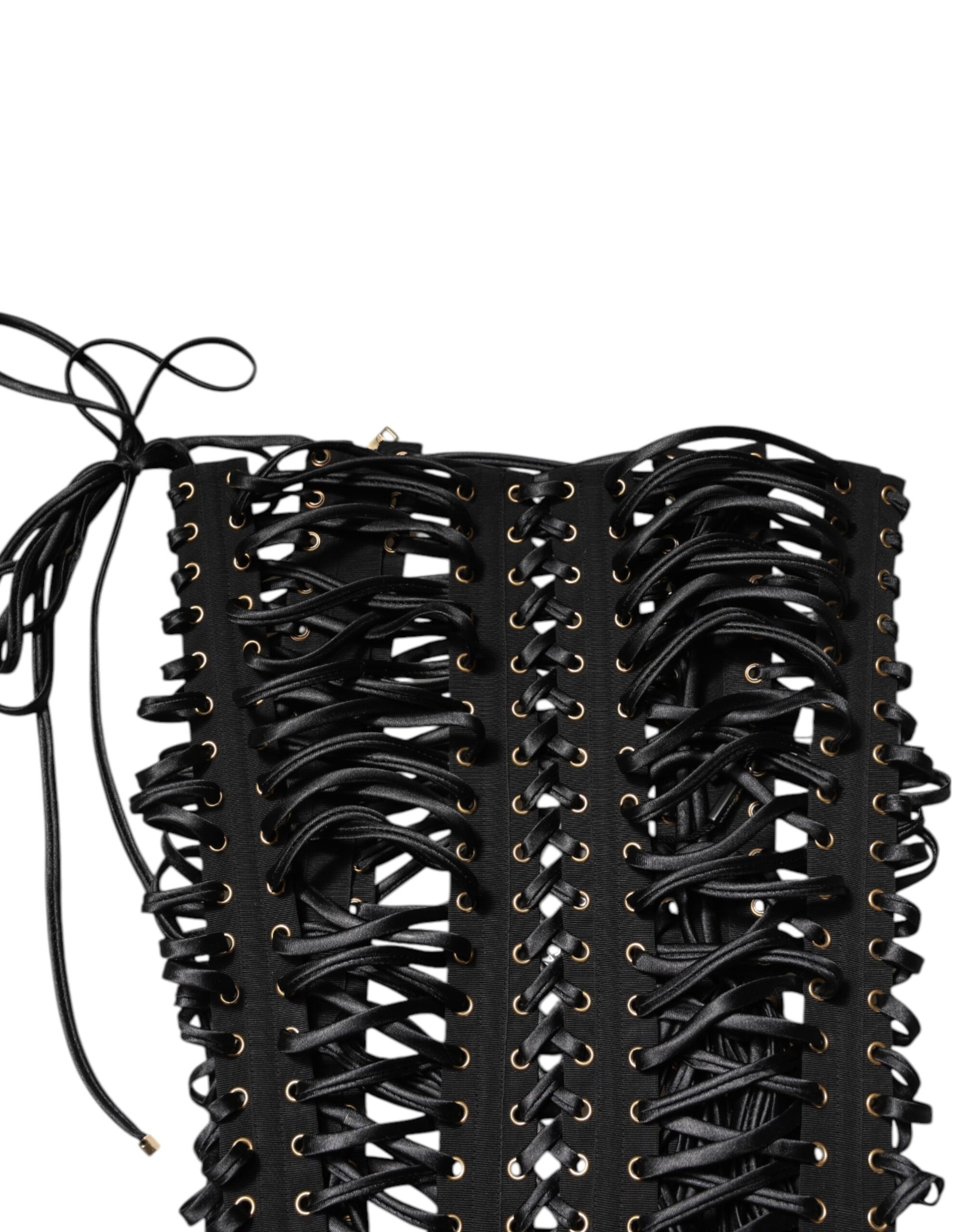 Black Eyelet Embellished Corset Style Top