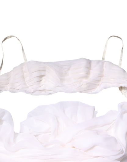 White Bustier Corset Cropped Chiffon Top