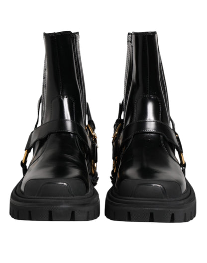 Black Leather Chelsea Men Short Boots Shoes