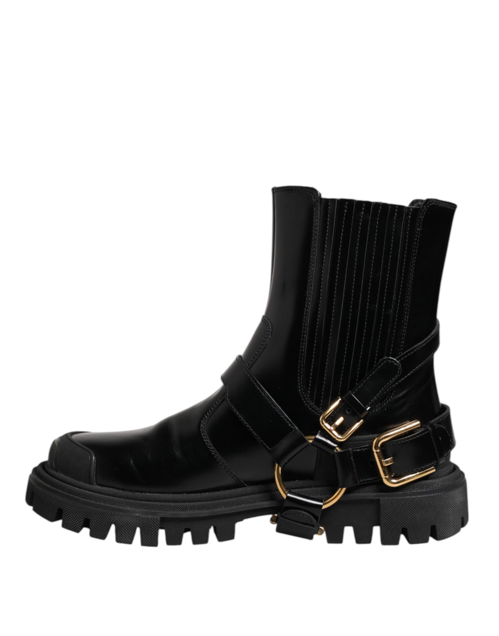 Black Leather Chelsea Men Short Boots Shoes
