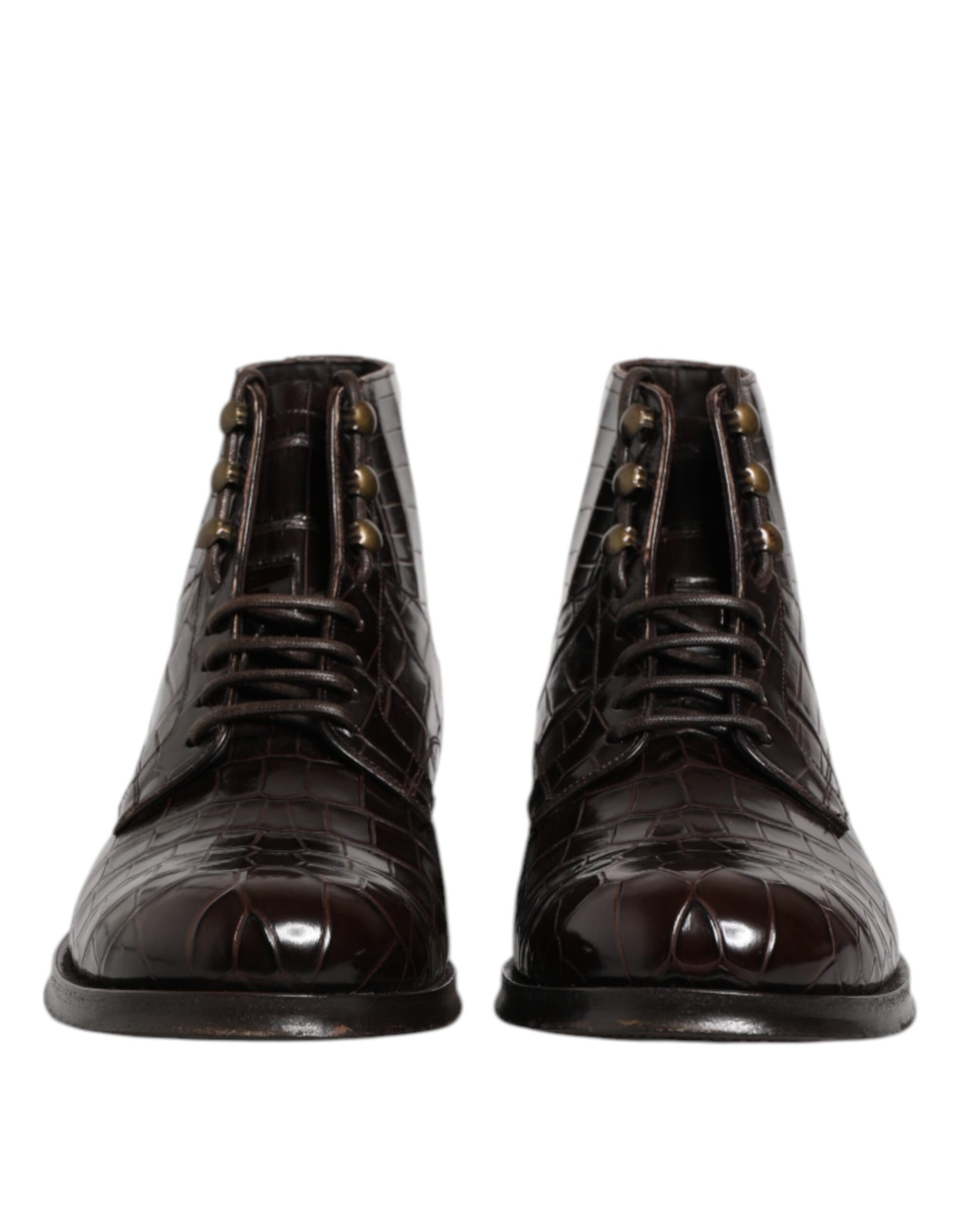 Dark Brown Leather Lace Up Short Boots Shoes