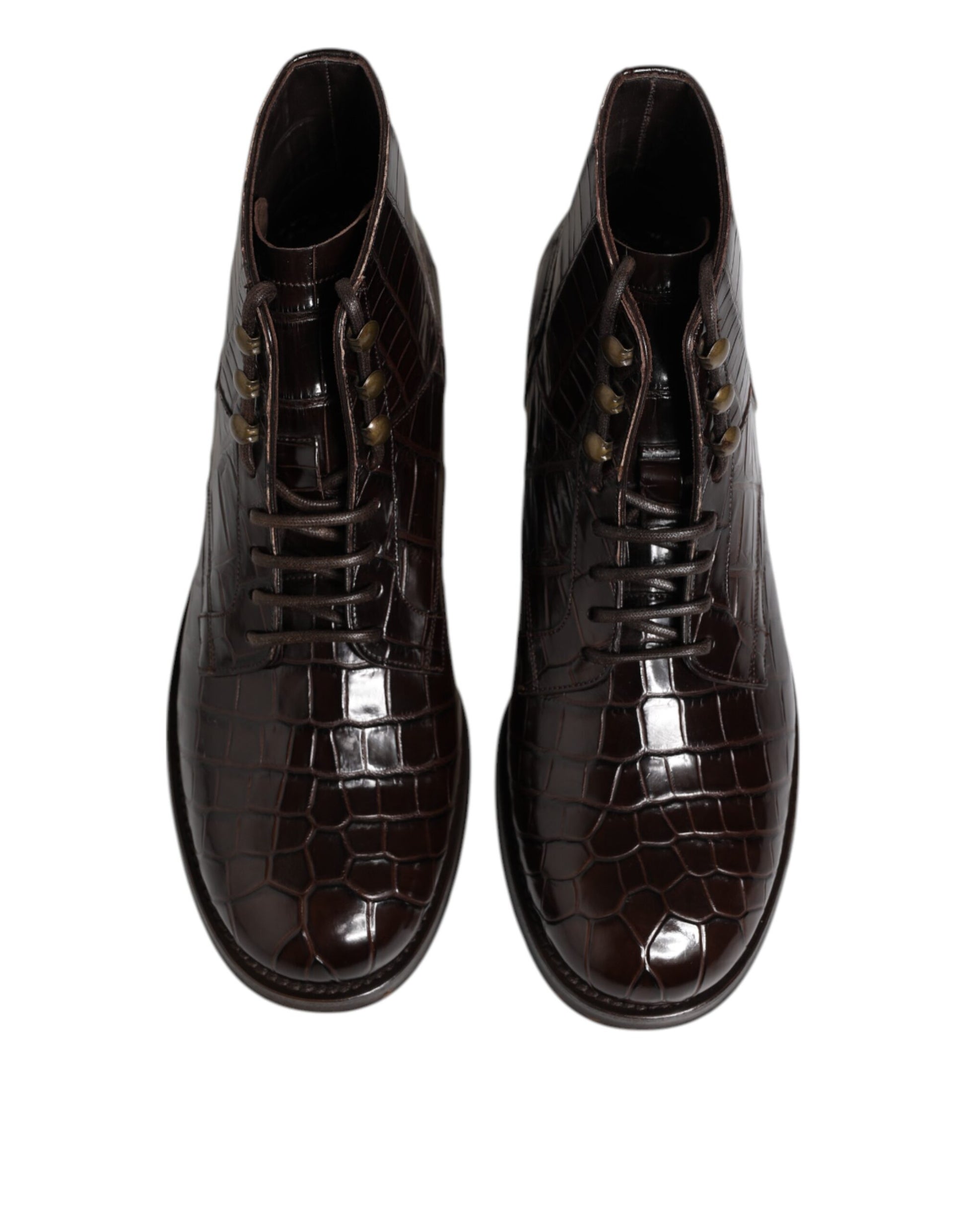 Dark Brown Leather Lace Up Short Boots Shoes