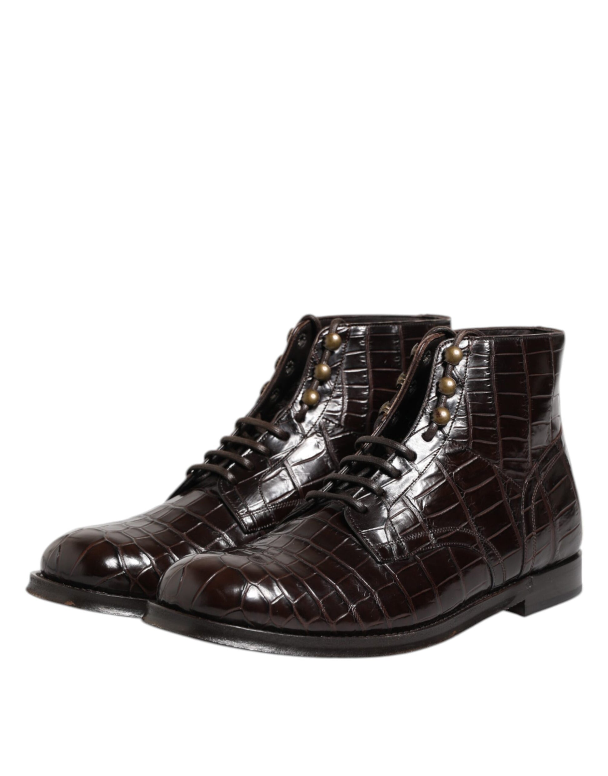 Dark Brown Leather Lace Up Short Boots Shoes