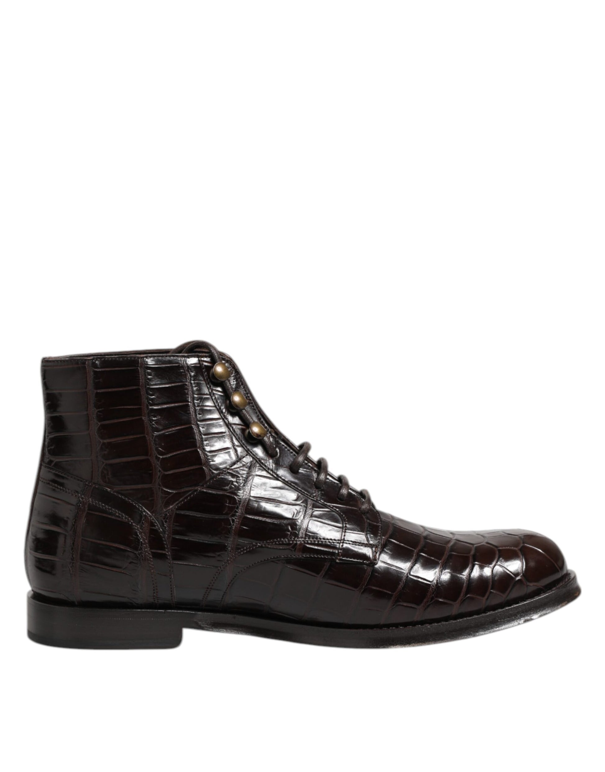 Dark Brown Leather Lace Up Short Boots Shoes