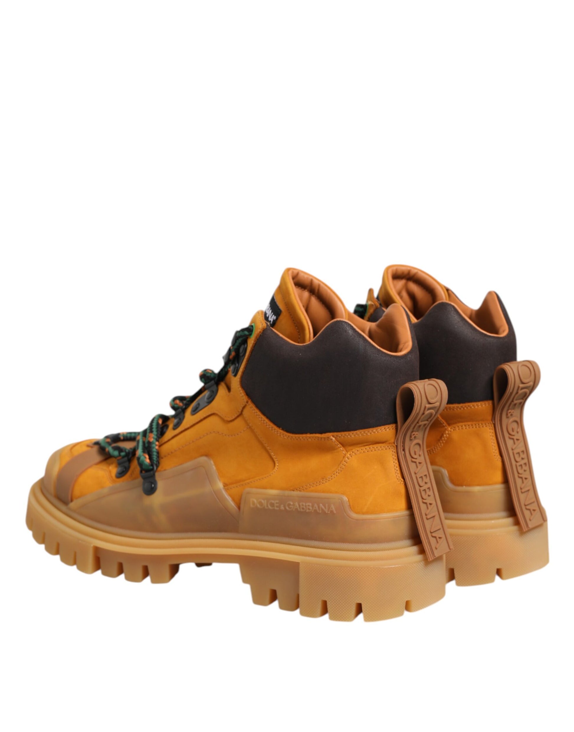 Orange Lace Up Trekking Ankle Boots Shoes