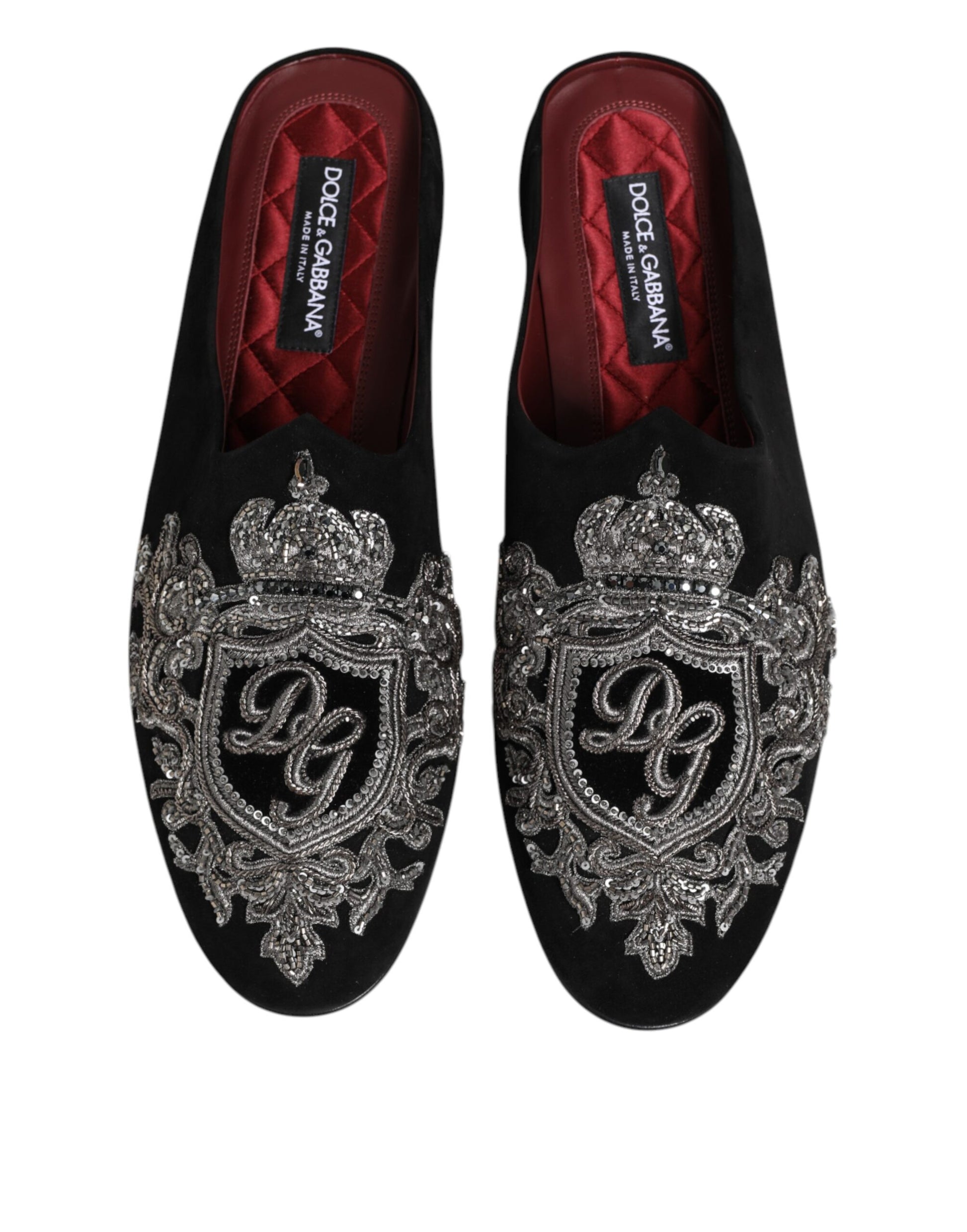 Black Velvet Slides DG Crown Slipper Shoes