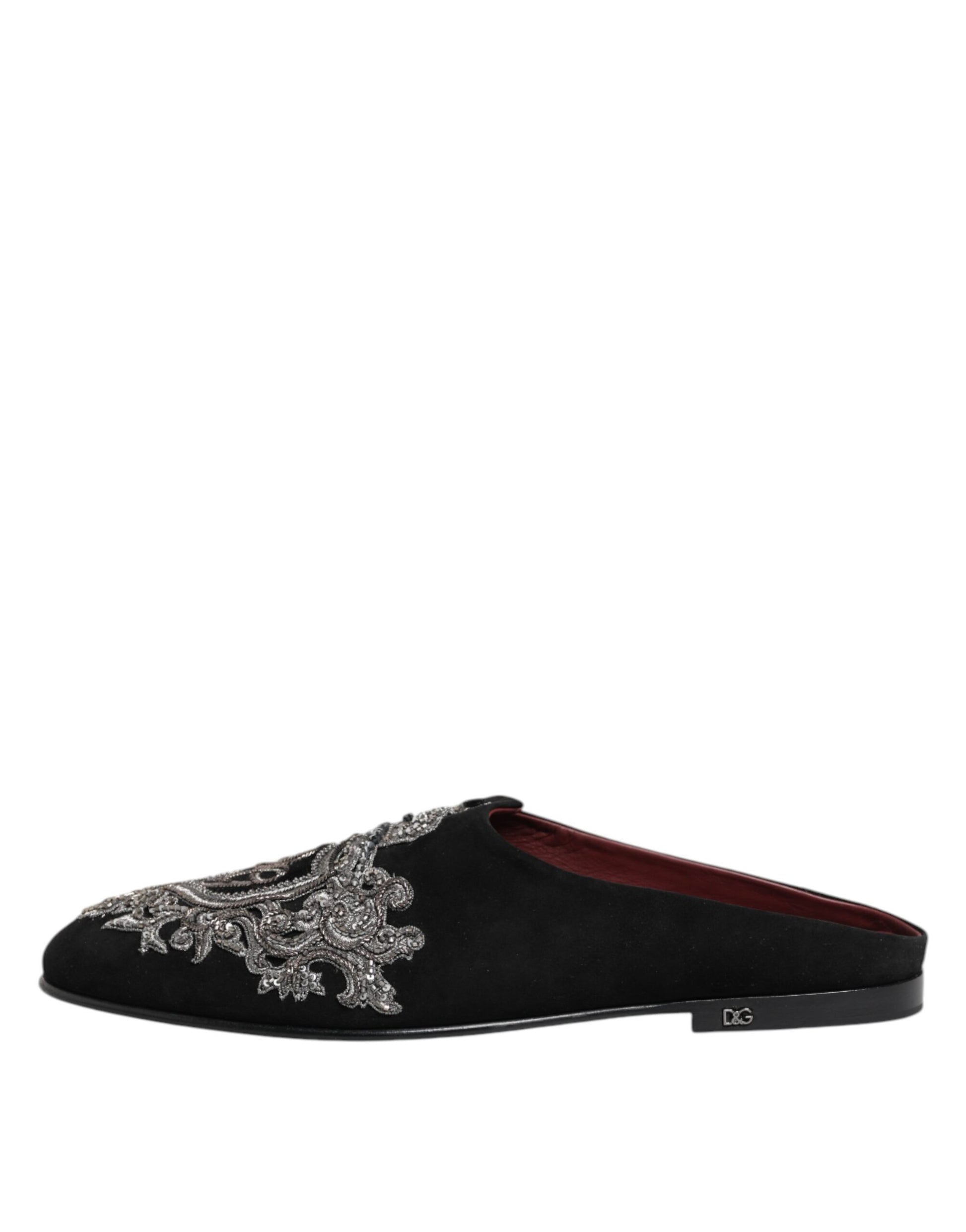 Black Velvet Slides DG Crown Slipper Shoes