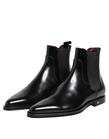 Black Leather MILLENIALS Mid Calf Boots Shoes
