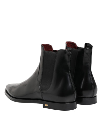 Black Leather MILLENIALS Mid Calf Boots Shoes