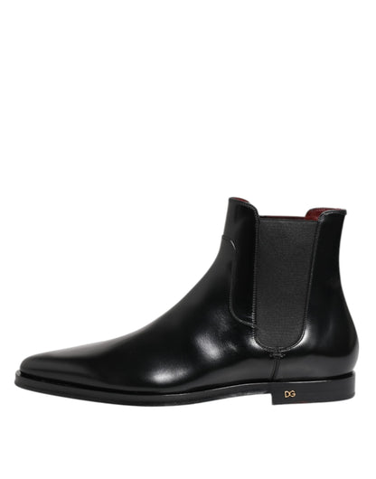 Black Leather MILLENIALS Mid Calf Boots Shoes