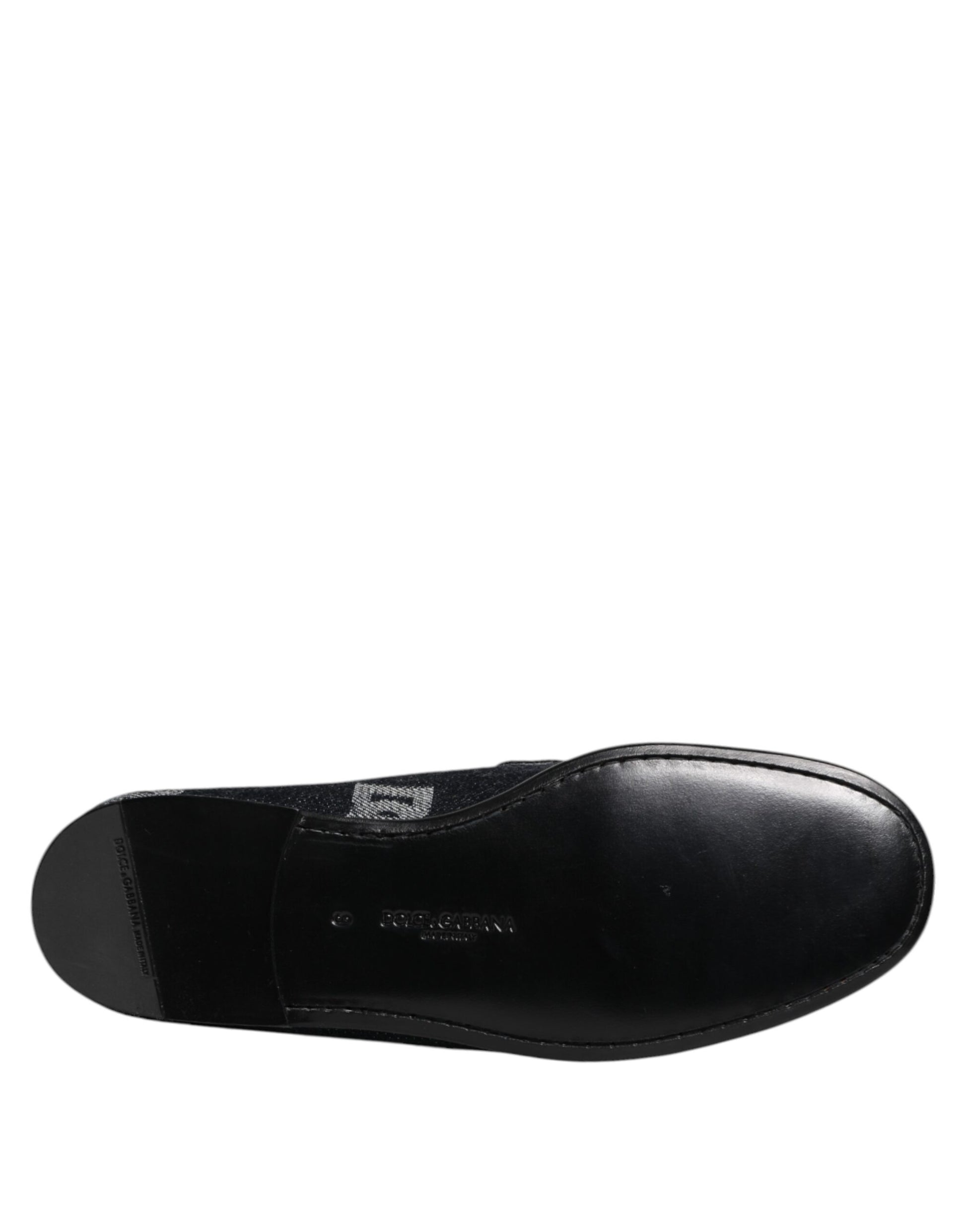 Blue Logo Cotton Loafers Formal Dress Shoes