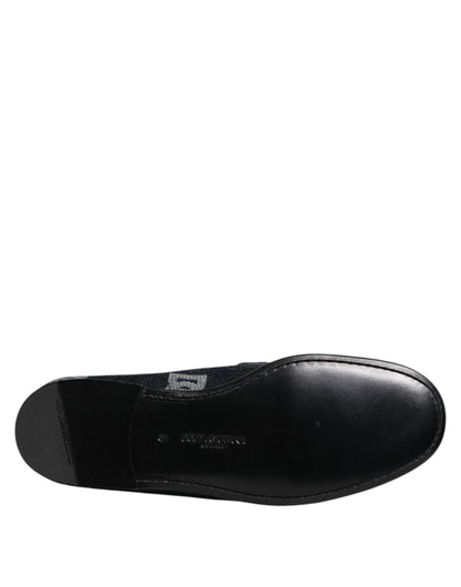 Blue Logo Cotton Loafers Formal Dress Shoes