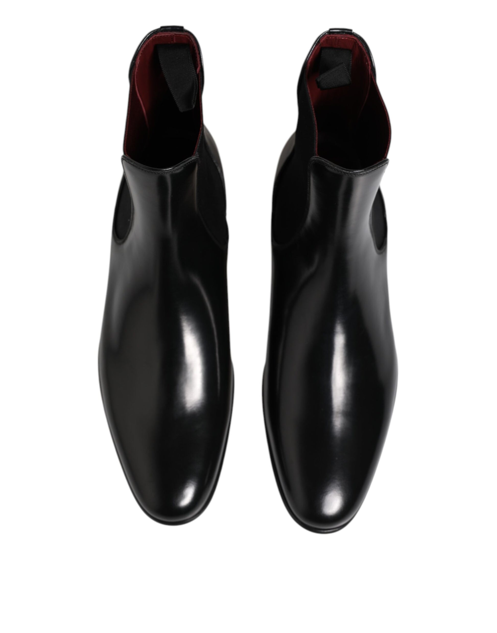 Black Chelsea Slip On Mid Calf Boots Shoes