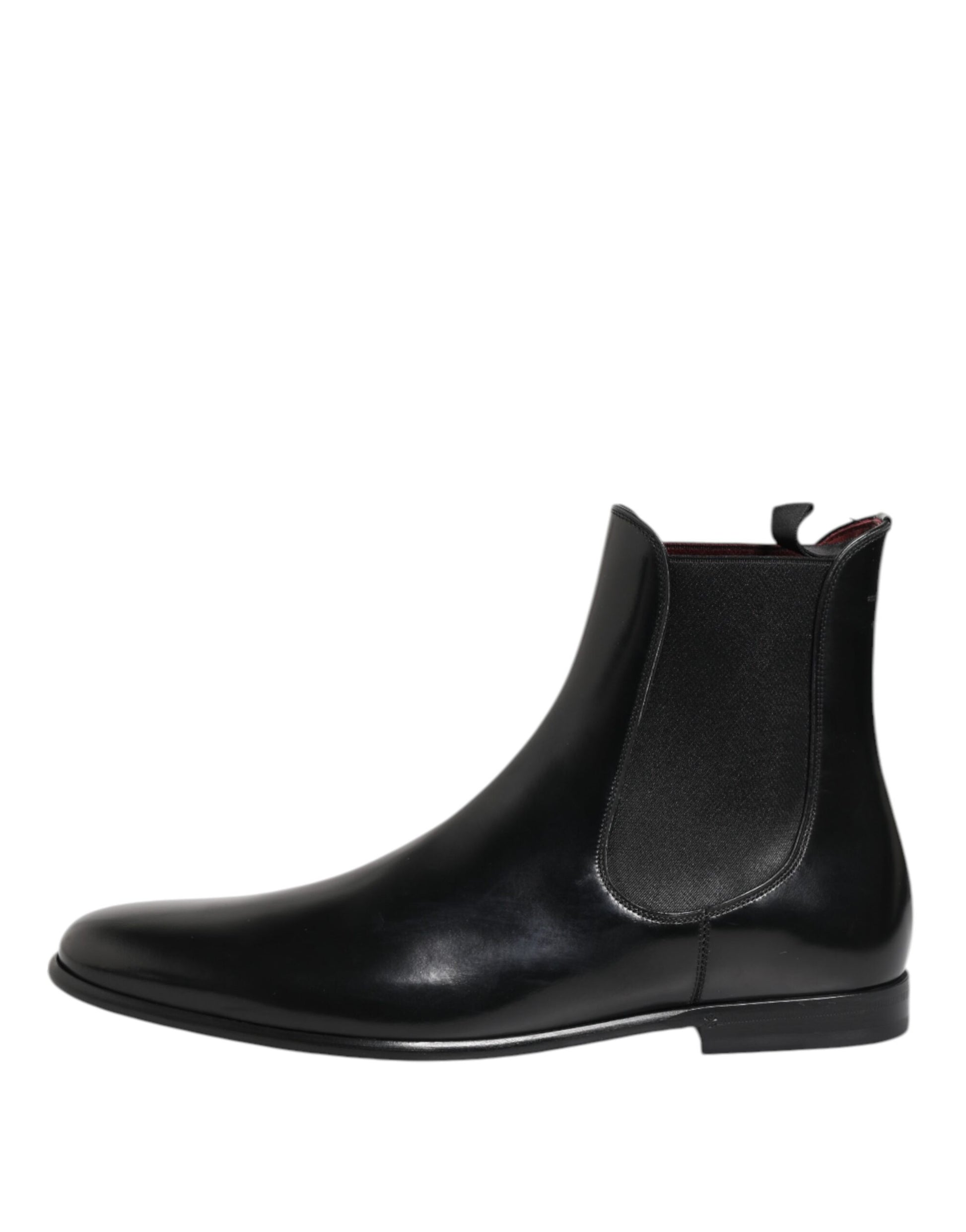 Black Chelsea Slip On Mid Calf Boots Shoes