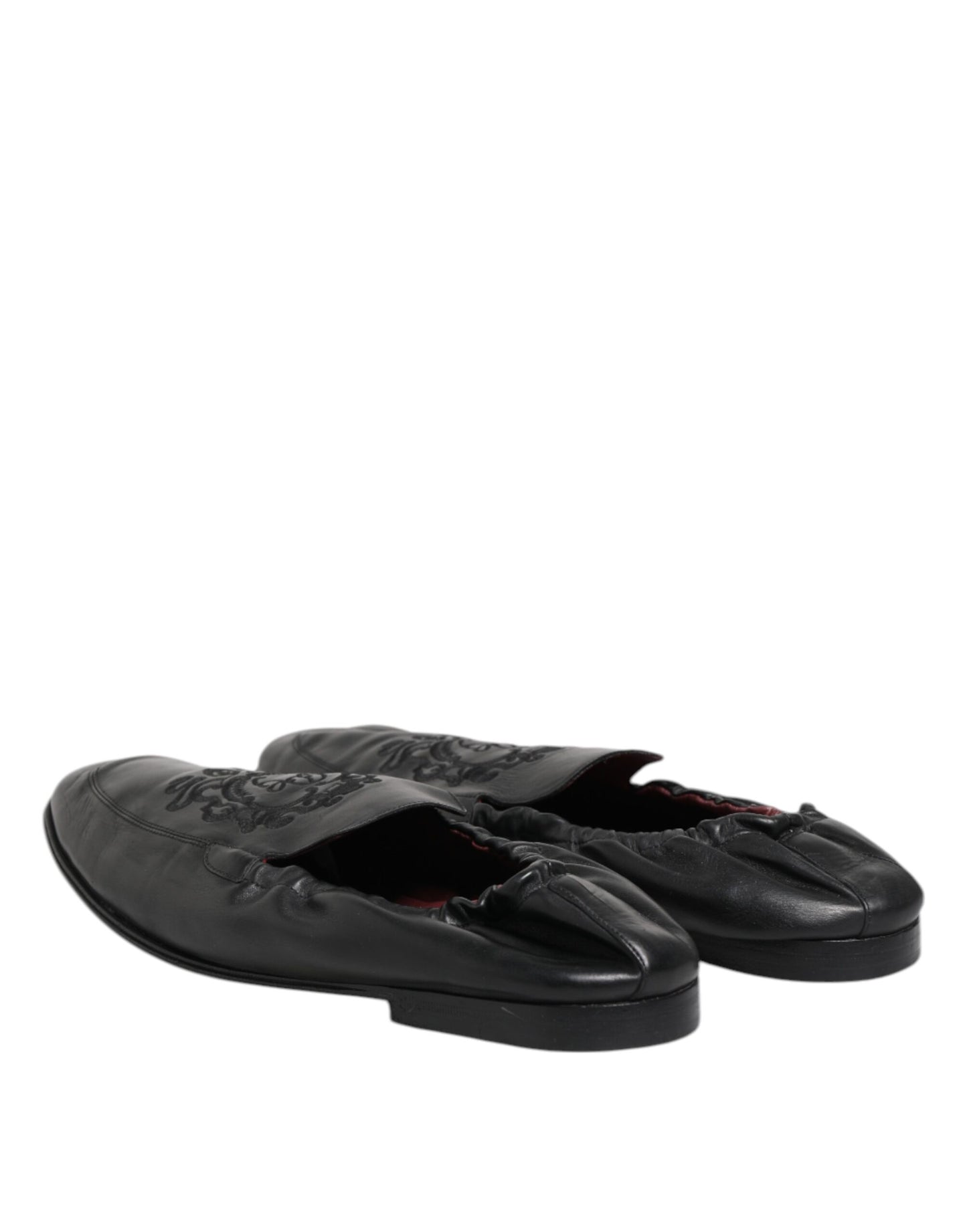Black Leather Slip On Men Flat Loafers Shoes