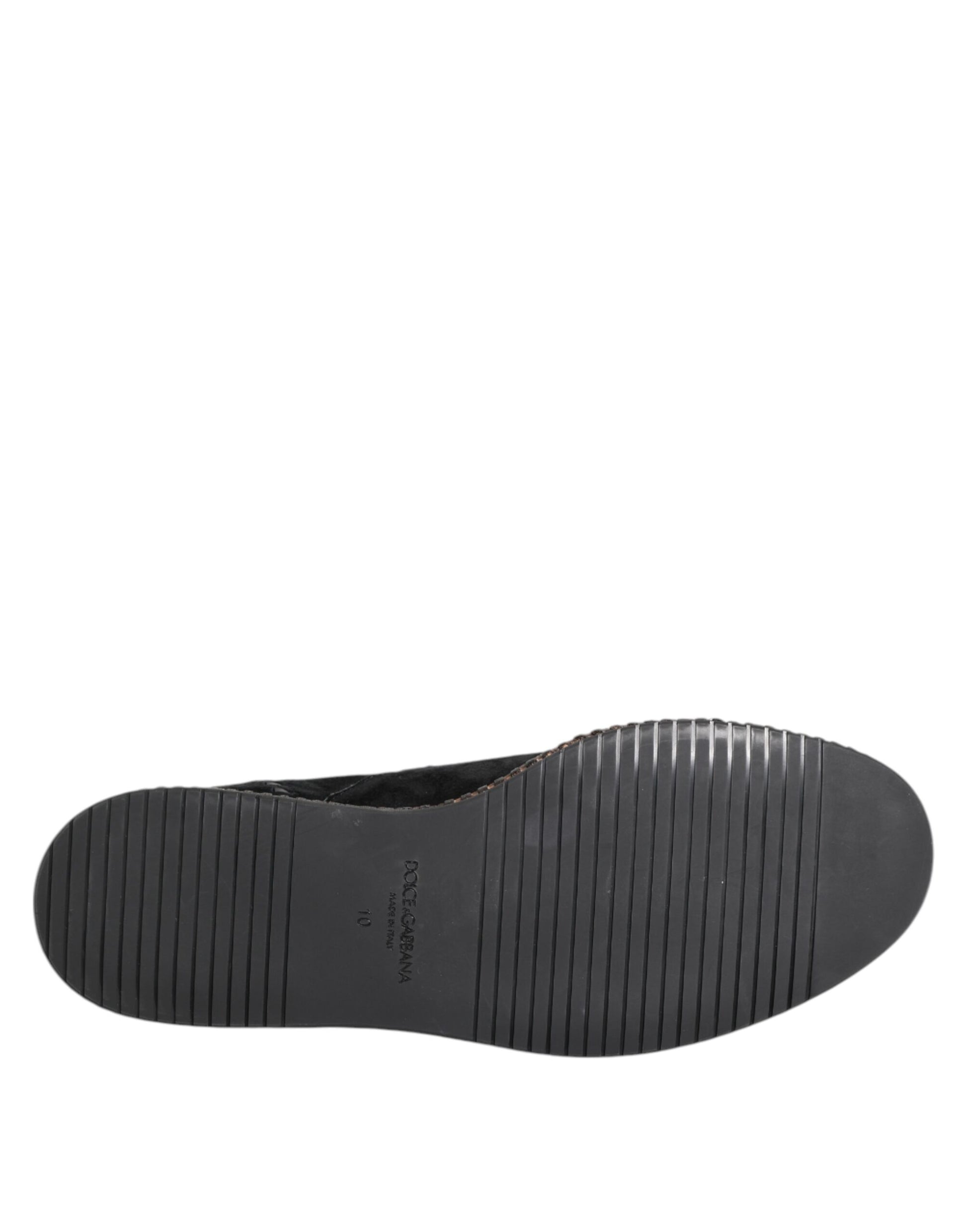 Black Suede Tassel Embellished Loafers Shoes