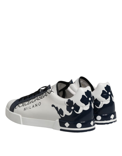 White Blue Crown Low Top Men Sneakers Shoes