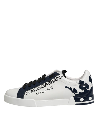 White Blue Crown Low Top Men Sneakers Shoes