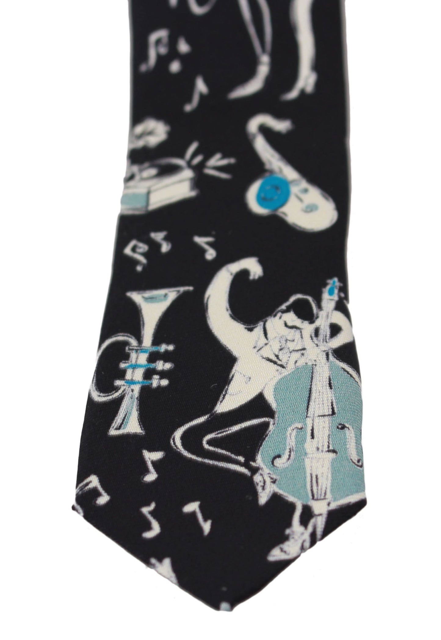 Elegante corbata de seda con estampado musical negro