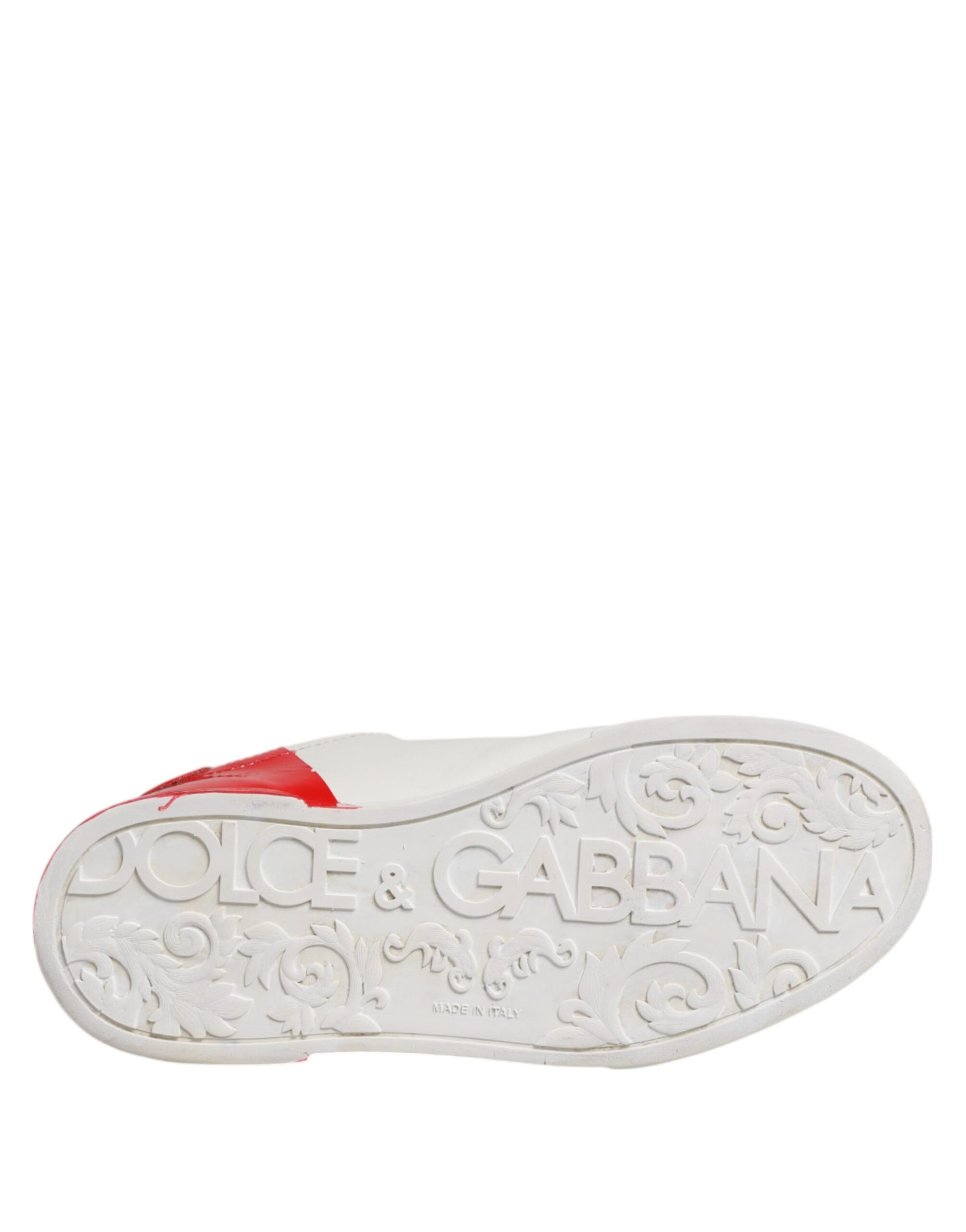 White Red Leather Logo Low Top Sneakers Shoes