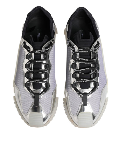 Silver Black Nylon NS1 Low Top Sneakers Shoes