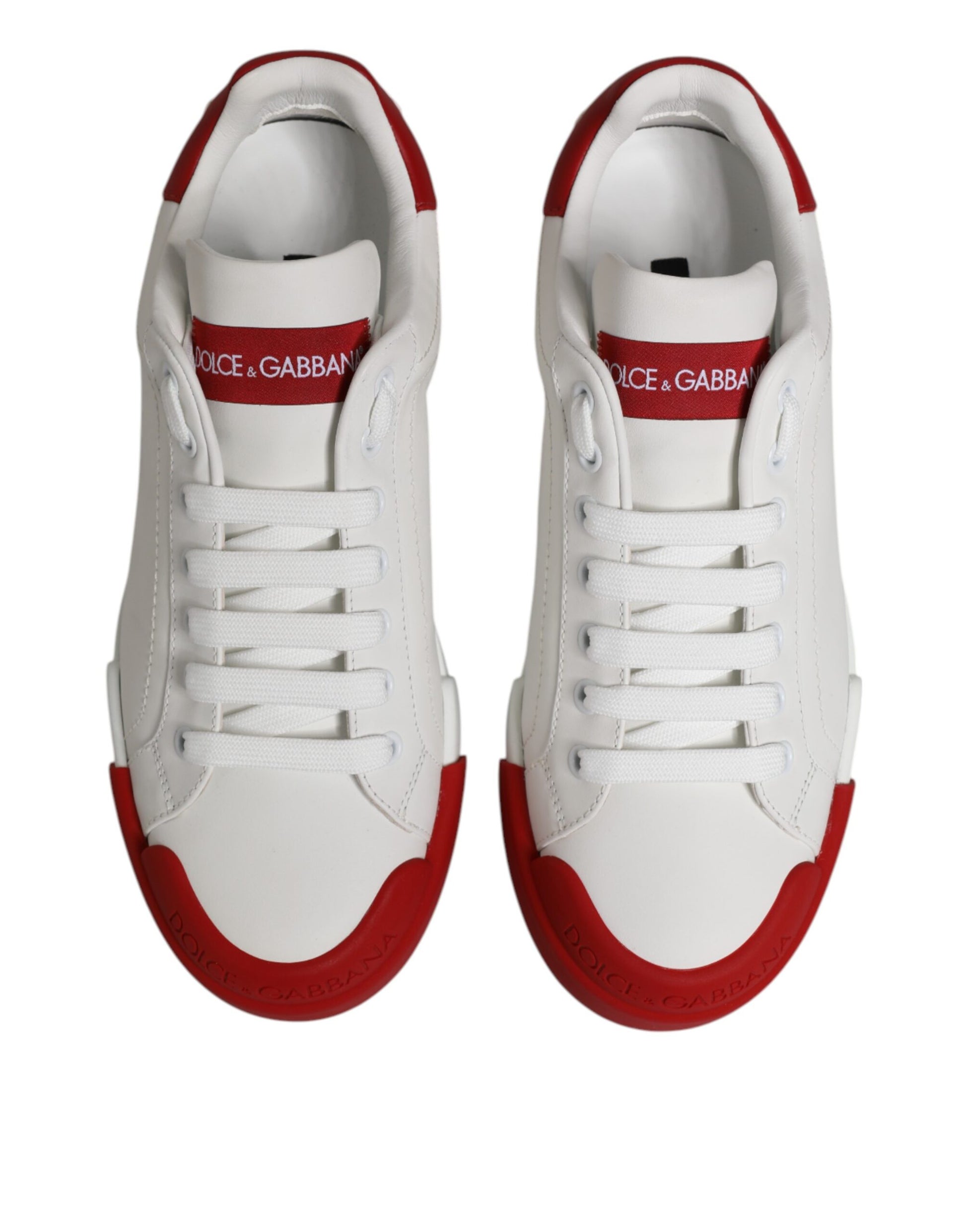 White Leather DG Logo Low Top Sneakers Shoes