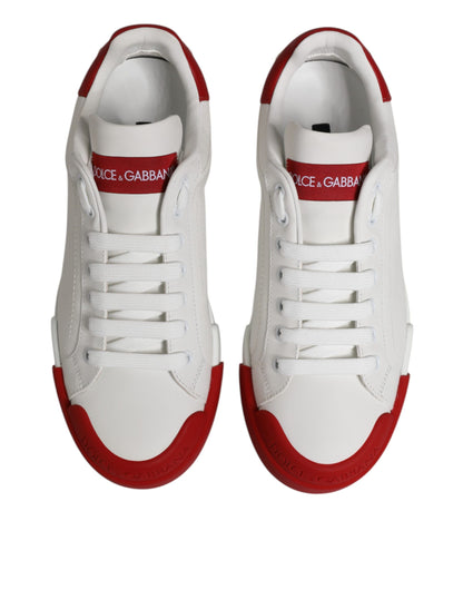 White Leather DG Logo Low Top Sneakers Shoes