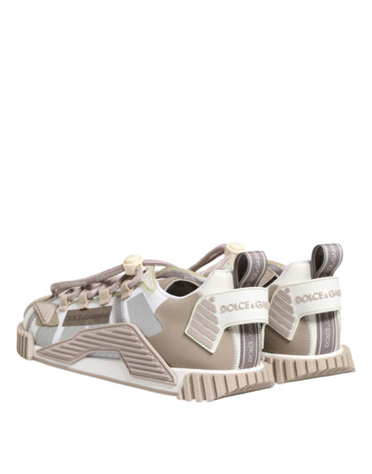 White Beige Leather Low Top NS1 Sneakers Shoes