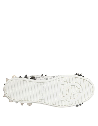 Black White Studded Low Top Sneakers Shoes