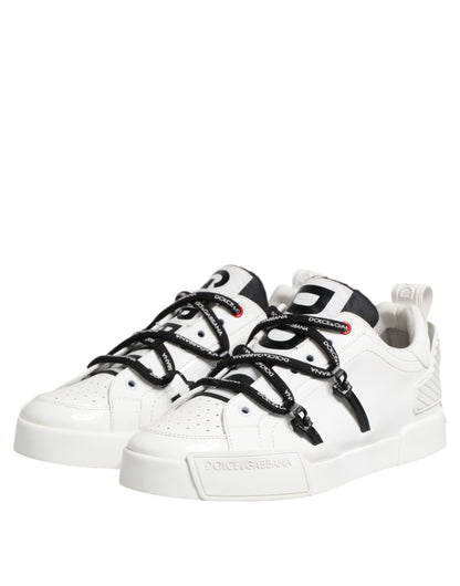 White Leather Lace Up Men Sneakers Shoes