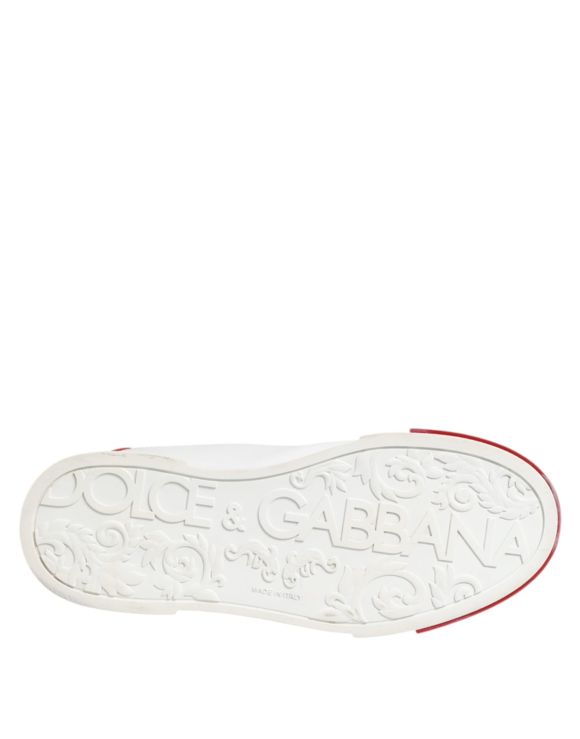 White Red Leather Lace Up Sneakers Shoes