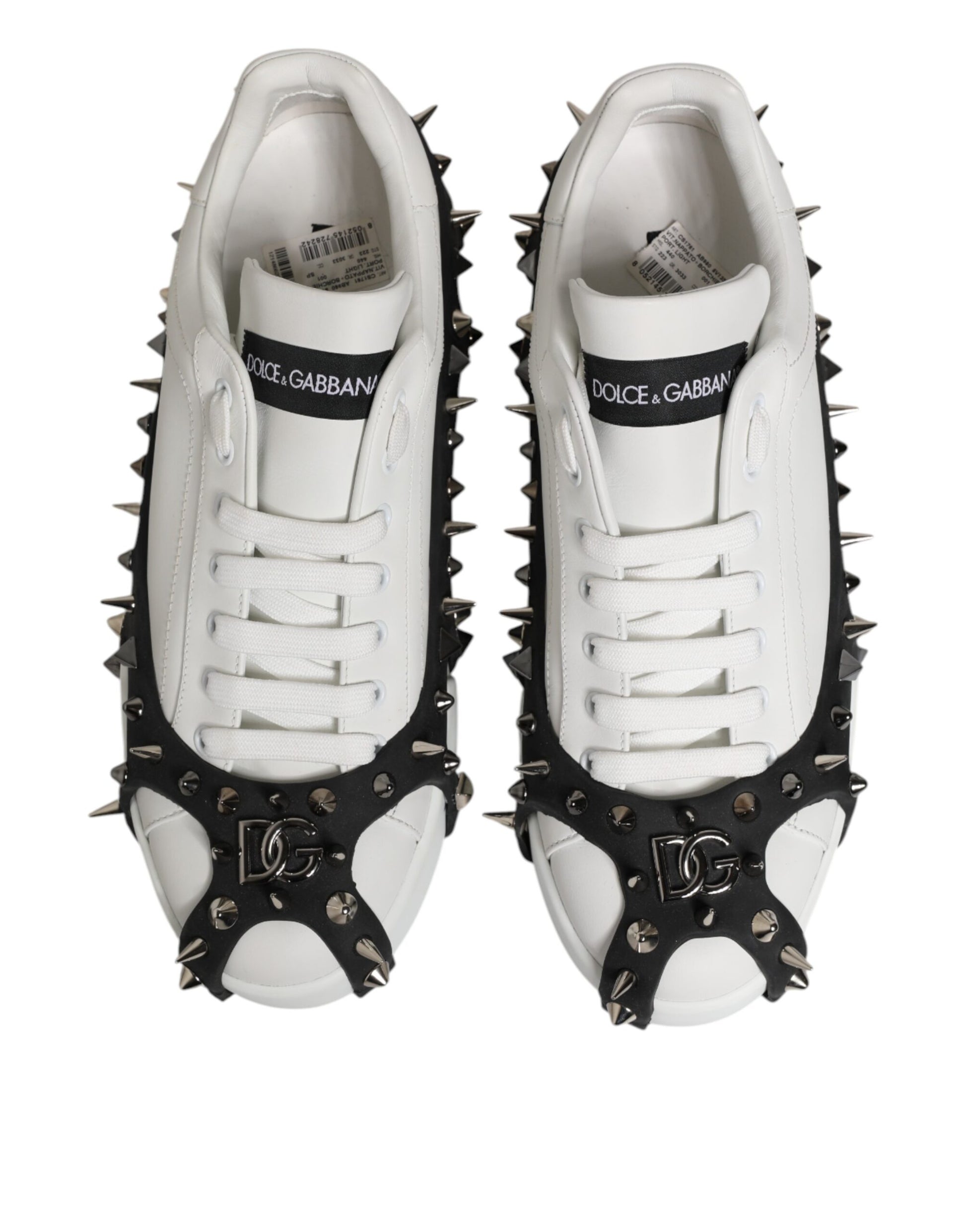 White Black Studded Low Top Sneakers Shoes