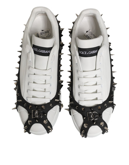 White Black Studded Low Top Sneakers Shoes