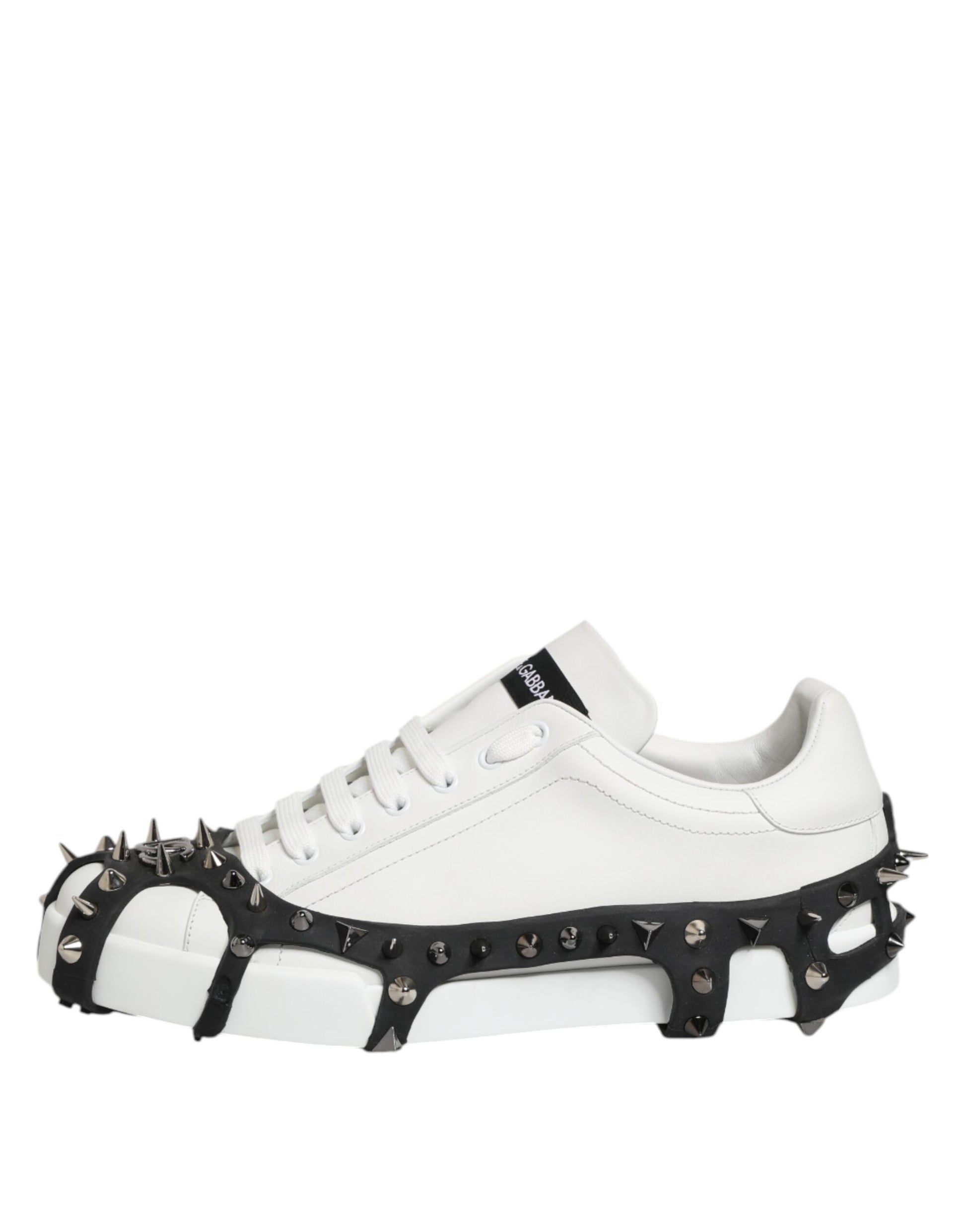 White Black Studded Low Top Sneakers Shoes
