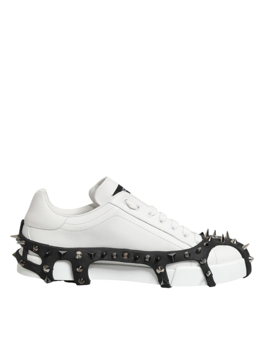 White Black Studded Low Top Sneakers Shoes