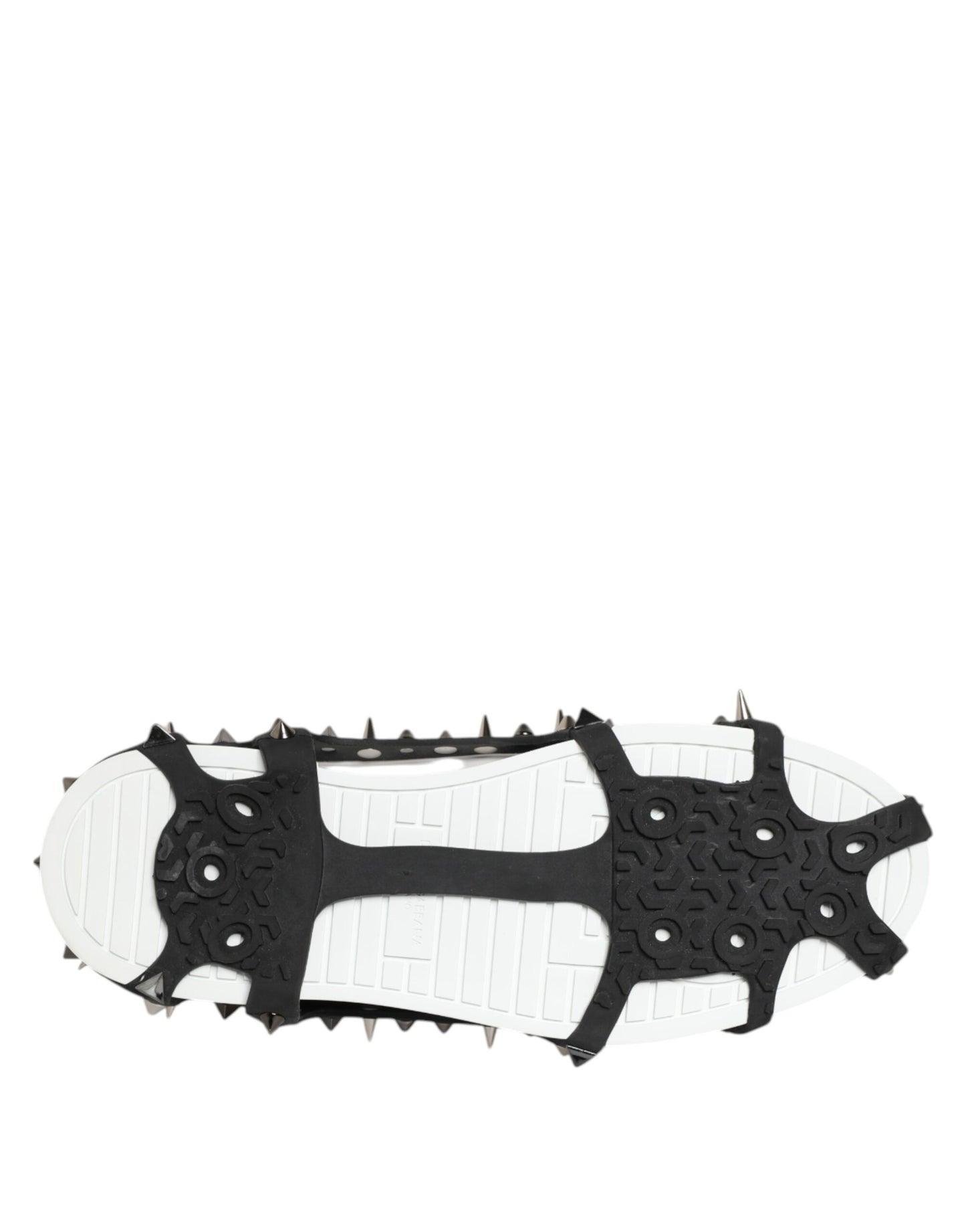 White Black Studded Low Top Sneakers Shoes