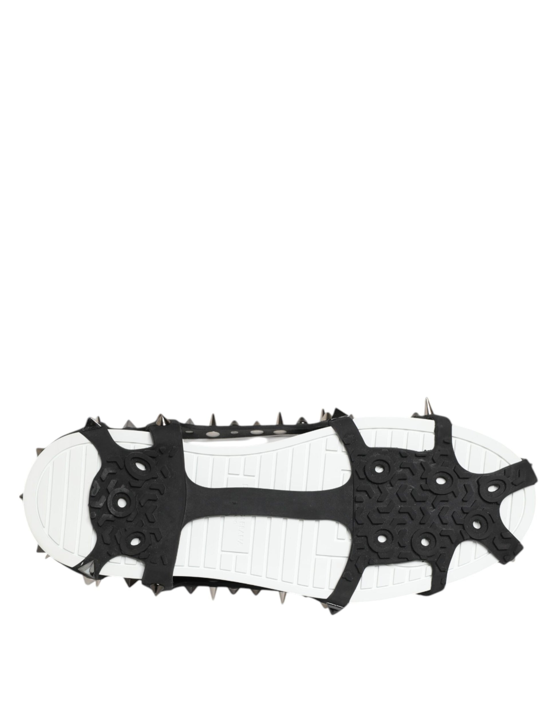 White Black Studded Low Top Sneakers Shoes