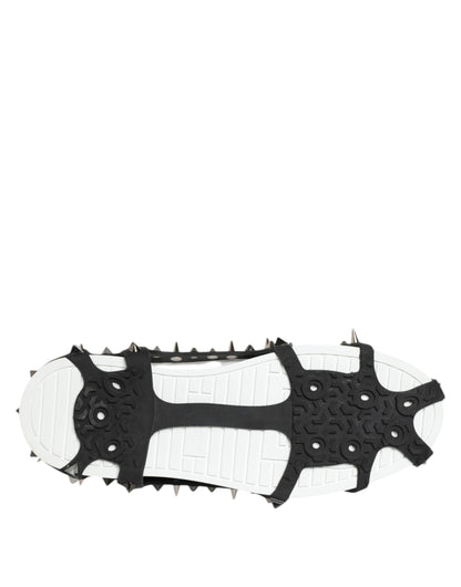 White Black Studded Low Top Sneakers Shoes
