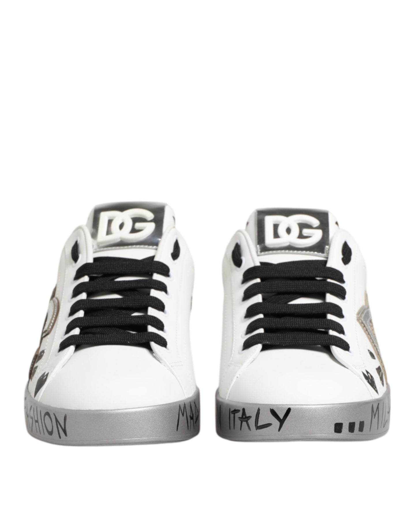 White Leather Crystal Portofino Sneakers Shoes