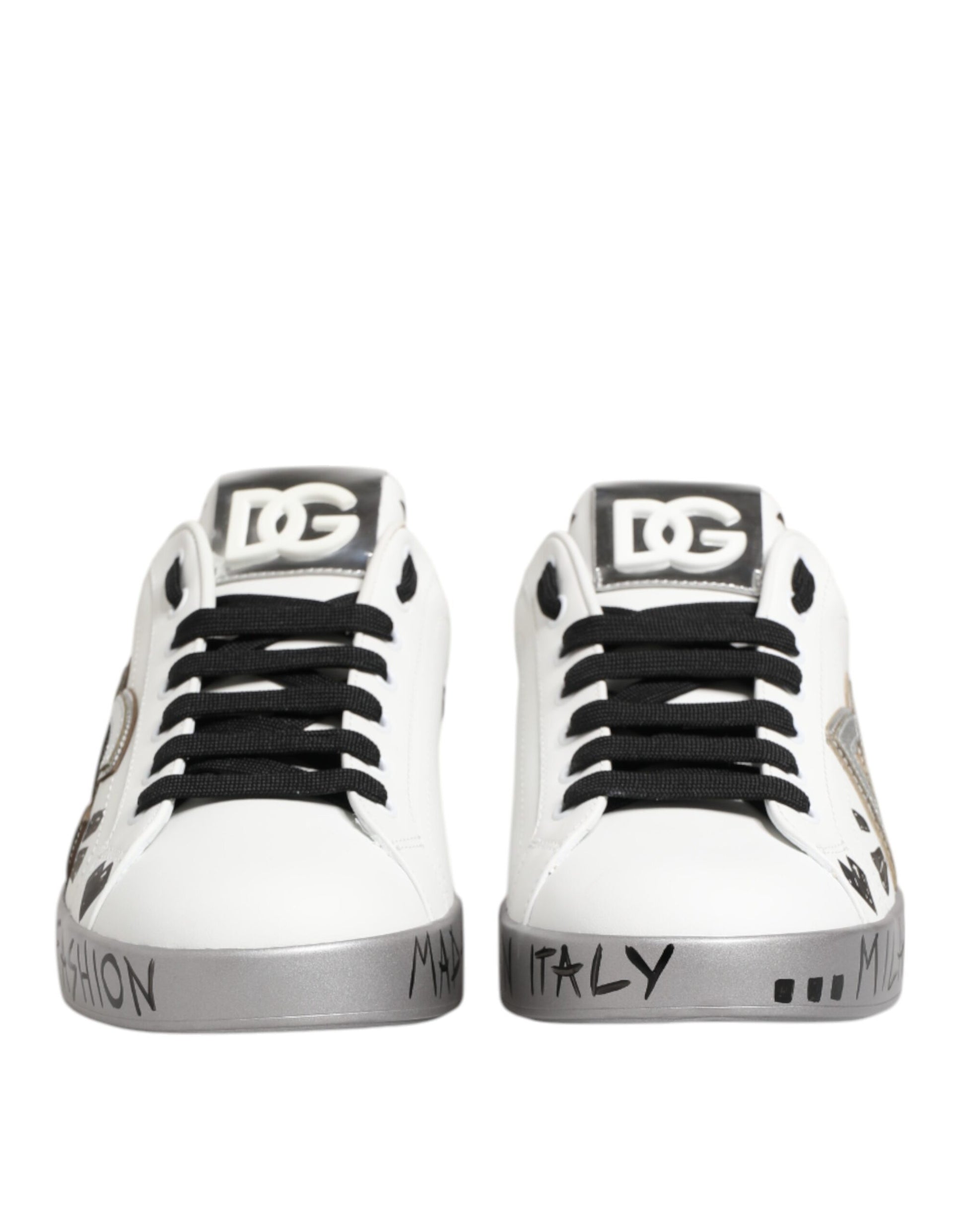 White Leather Crystal Portofino Sneakers Shoes