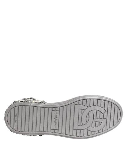 White Leather Crystal Portofino Sneakers Shoes
