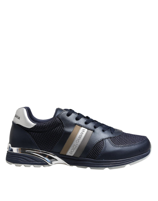 Blue Leather Logo Low Top Men Sneakers Shoes